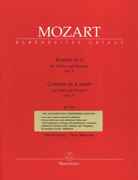 Concerto No 5 In A Major K 219 From Wolfgang Amadeus Mozart Buy Now