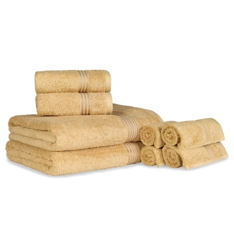 Superior Egyptian Cotton Absorbent 8 Piece Gold Towel Set