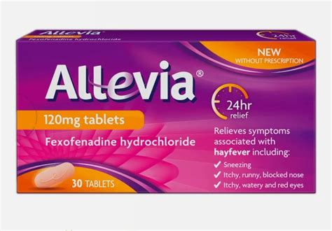 Allevia Fexofenadine 120mg Tablets X 30 Sneezing Runny And Itchy Eyes