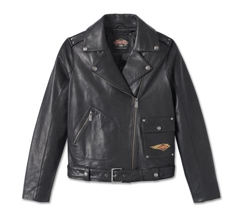 Women S Th Anniversary D Pocket Biker Leather Jacket Black