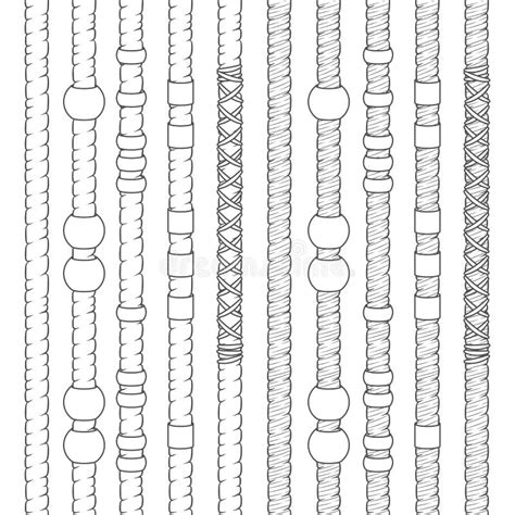 Set Of Black And White Seamless Patterns With Dreadlocks Isolated