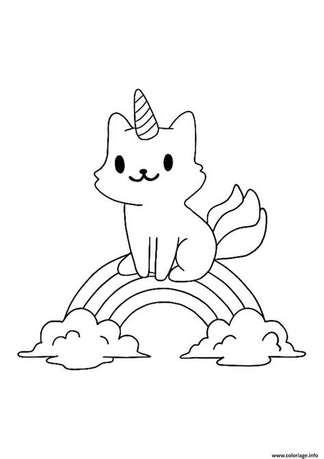 Coloriage Petit Chat Licorne Et Arc En Ciel Dessin Licorne à imprimer