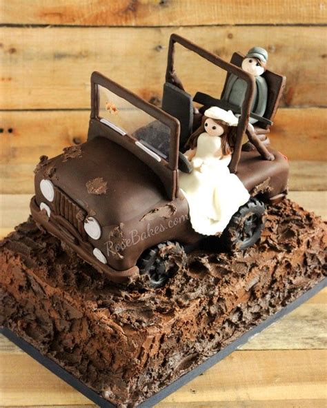 Jeep Cake With Bride And Hunter Groom Grooms Cake Cake Chocolate