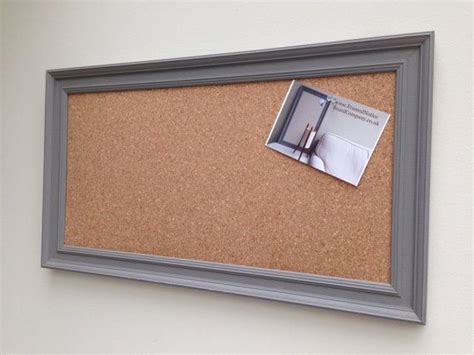 Grey Pin Board A Large Cork Memo Board With Hand Built Frame Painted