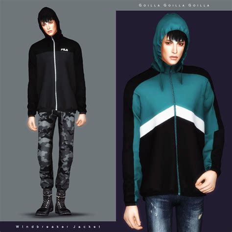 Windbreaker Jacket Gorilla X3 In 2020 Sims 4 Sims Sims 4 Male Clothes