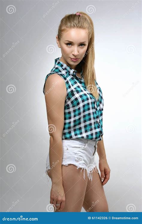 Young Girl In Shorts Stock Photo Image Of Hair Pretty 61142326