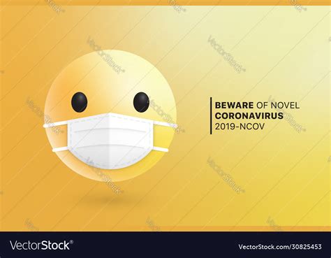 3d Modern Emoji With Medical Mouth Surgical Mask Vector Image
