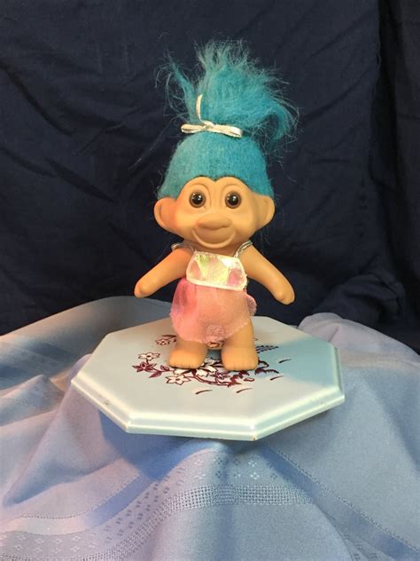 Vintage Troll Doll Light Blue Hair Tnt Troll 1991 Ponytail Etsy