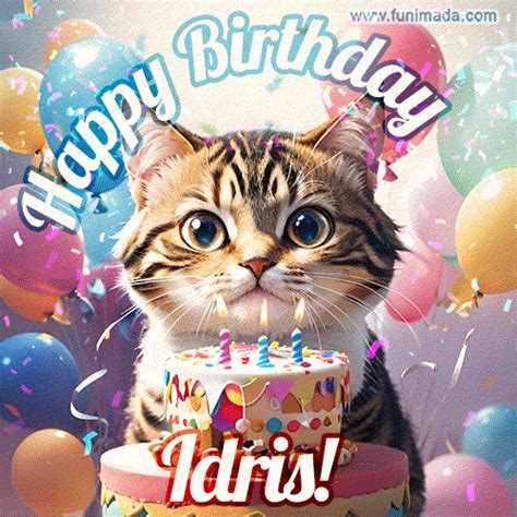 Happy Birthday  For Idris With Cat And Cake — Download On