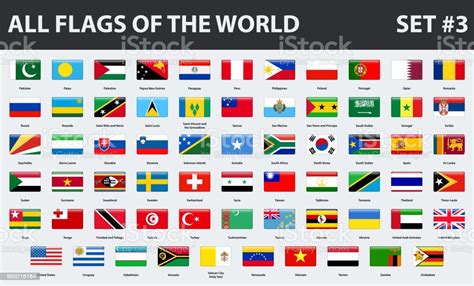 All Flags Of The World In Alphabetical Order Glossy Style Set 3 Of 3