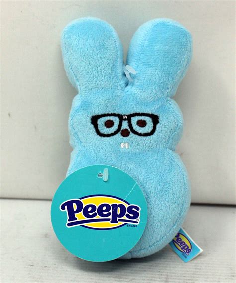 Peeps Blue Bunny Nerd Medium Plush Dogy Toy