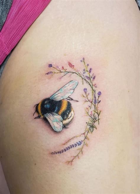 Bee And Flower Tattoo Bee On Flower Flower Tattoos Sunflower Tattoo