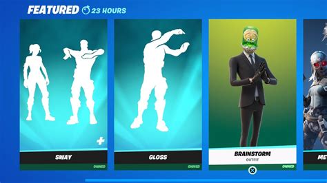 New Fortnite Sway And Gloss Emotes And Brainstorm Skin Youtube