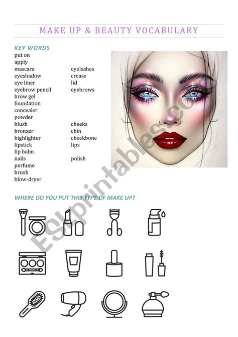 Makeup And Beauty Vocabulary Esl Worksheet By Marimorea