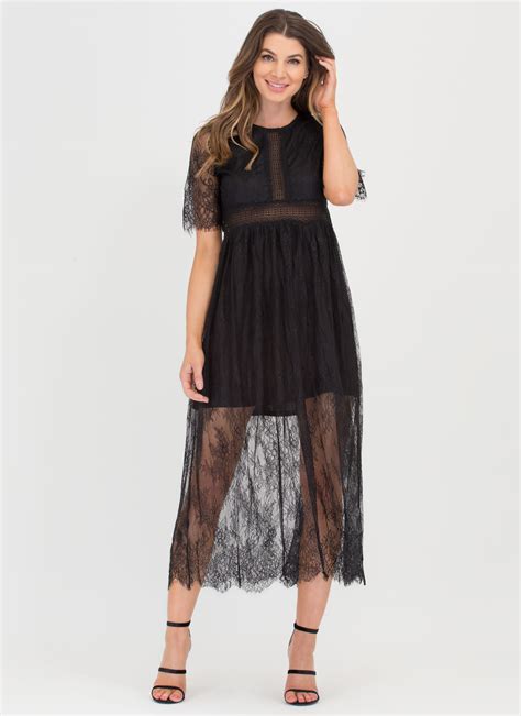 Trend Spotter Sheer Lace Maxi Dress Black