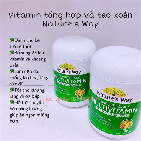 Vitamin Tổng Hợp Và Tảo Xoắn Natures Way 6y Sirokẹo Bổ Sung Vitamin