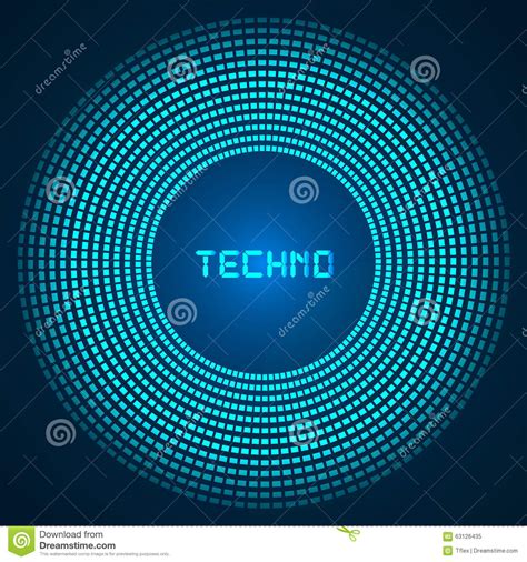 Blue Abstract Background Circles Of Glowing Pixels Concentric