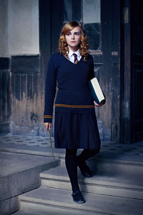 Picture Of Hermione Granger Look With A Navy Skirt A White Shirt With