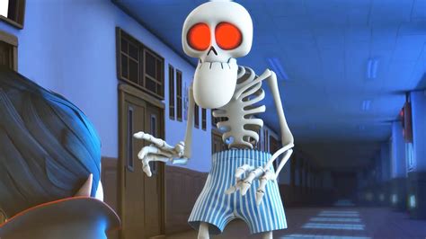 Funny Animated Cartoon Spookiz Skeleton Teacher Wears Only His