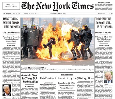 New York Times Front Page Picture Today Bhe