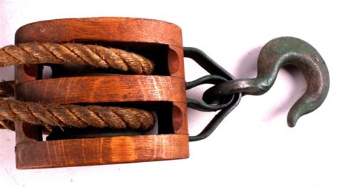Antique Block And Tackle With Rope
