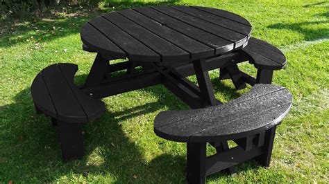 Recycled Black Plastic Composite Excalibur Picnic Table Commercial Picnic Benches