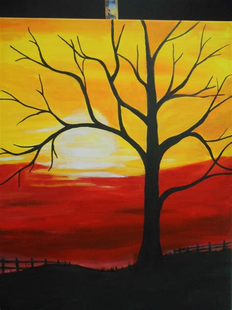 Sunset Tree Painting At Explore Collection Of