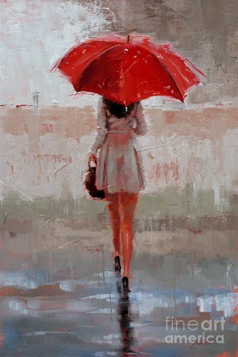 Woman With Red Umbrella Painting At Explore Collection Of Woman With Red