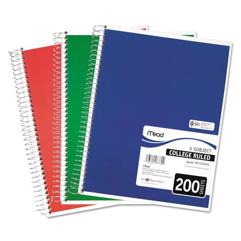 Mead Mea06780 Spiral Bound Notebook Perforated College Rule 11 X 8