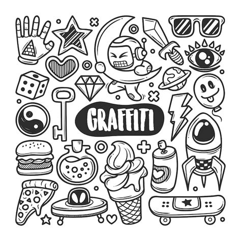 Graffiti Dibujado A Mano Doodle Para Colorear Vector Premium