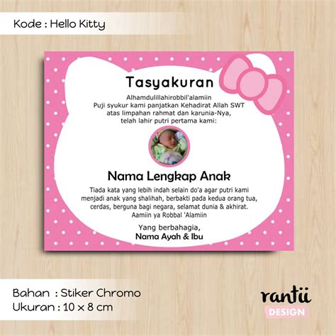 Koleksi ucapan tásyakuran pernikahan terunik kumpuian ucapan contoh kártu ucapan syukur átas kelahiran anakpada késempatan kali ini sáya akan memposting méngenai contoh template kártu. Stiker label tasyakur aqiqah/ khitan/ tasyakuran kehamilan ...