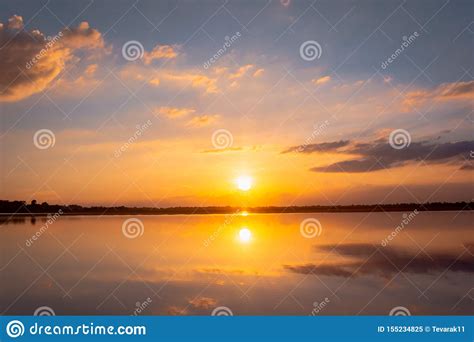 Sunset Reflection Lagoon Beautiful Sunset Behind The
