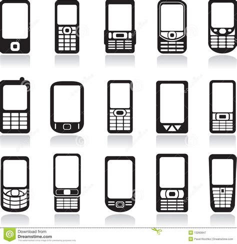 Mobile Phones Icons Set Stock Vector Illustration Of
