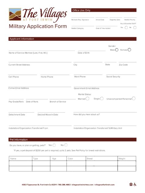 Fillable Online Military Application Form Squarespace Fax Email Print
