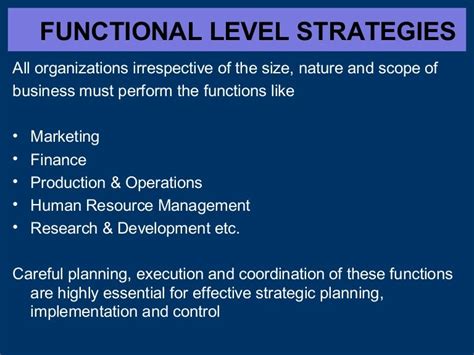 Functional Level Strategy Case Study
