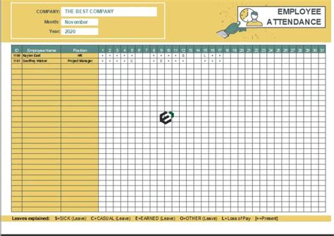 Download Monthly Employee Attendance Format In Excel
