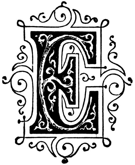 E Ornamental Letter Clipart Etc
