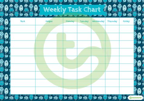 Monster Pattern Weekly Task Chart Teach Starter