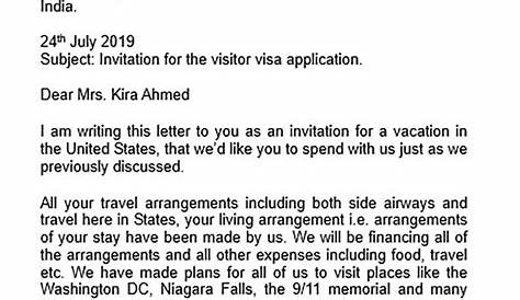 Sample Of Invitation Letter For Canada Visitor Visa