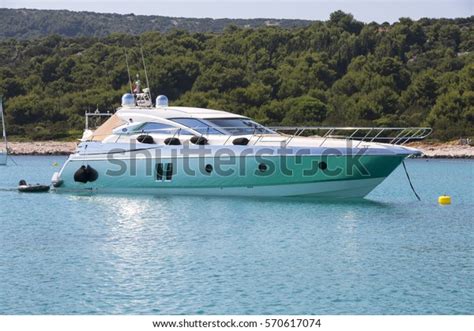 Luxury Yacht Azure Seas Parked Beautiful Stock Photo 570617074