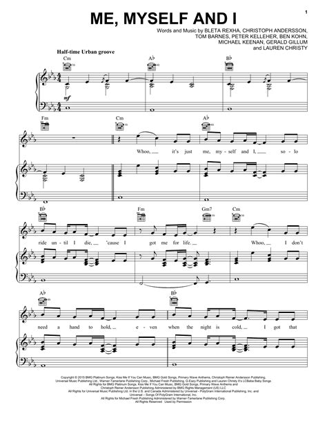 Me Myself And I Sheet Music By G Eazy Piano Vocal And Guitar Right Hand