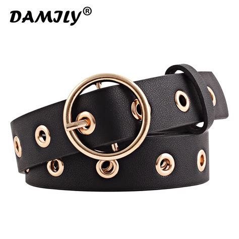 Luxury Brand Belts For Women Round Shape Pin Buckle Designer Belts