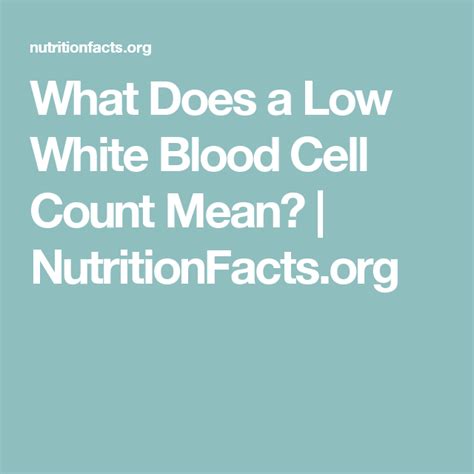 What Does A Low White Blood Cell Count Mean