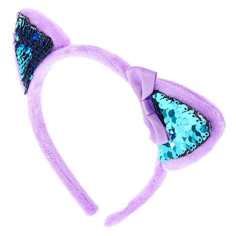 Claires Club Reversible Sequins Cat Ears Headband Purple Claires Us