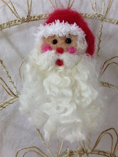 Needle Felted Santa Ornament Wool Felt Santa By Artsyanncreations
