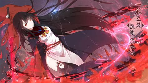 Wallpaper Sword Dress Magic Black Hair Anime Girl Resolution