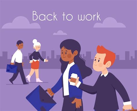 Free Vector People Going Back To Work Illustration Pack