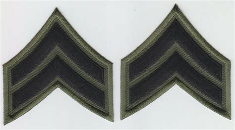 Cpl Corporal Chevrons 3 Black On Od Green Cut Edge