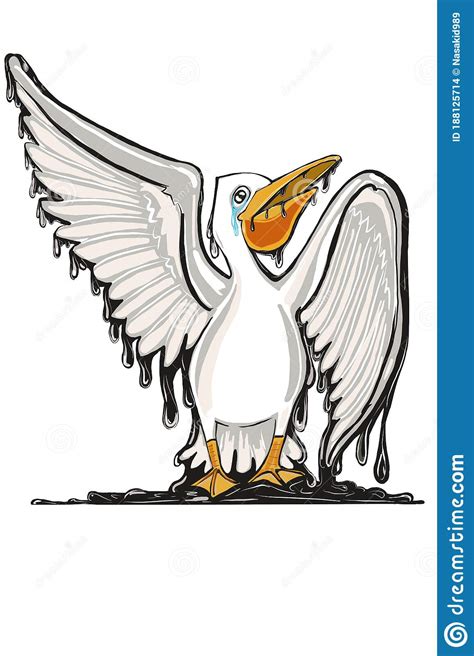 Cartoon Sea Birds With Oil Stock Illustration Illustration Of Clamp