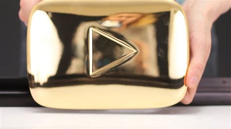 The golden play button is the second creator award. GOLD PLAY BUTTON - WHAT INSIDE? - YouTube